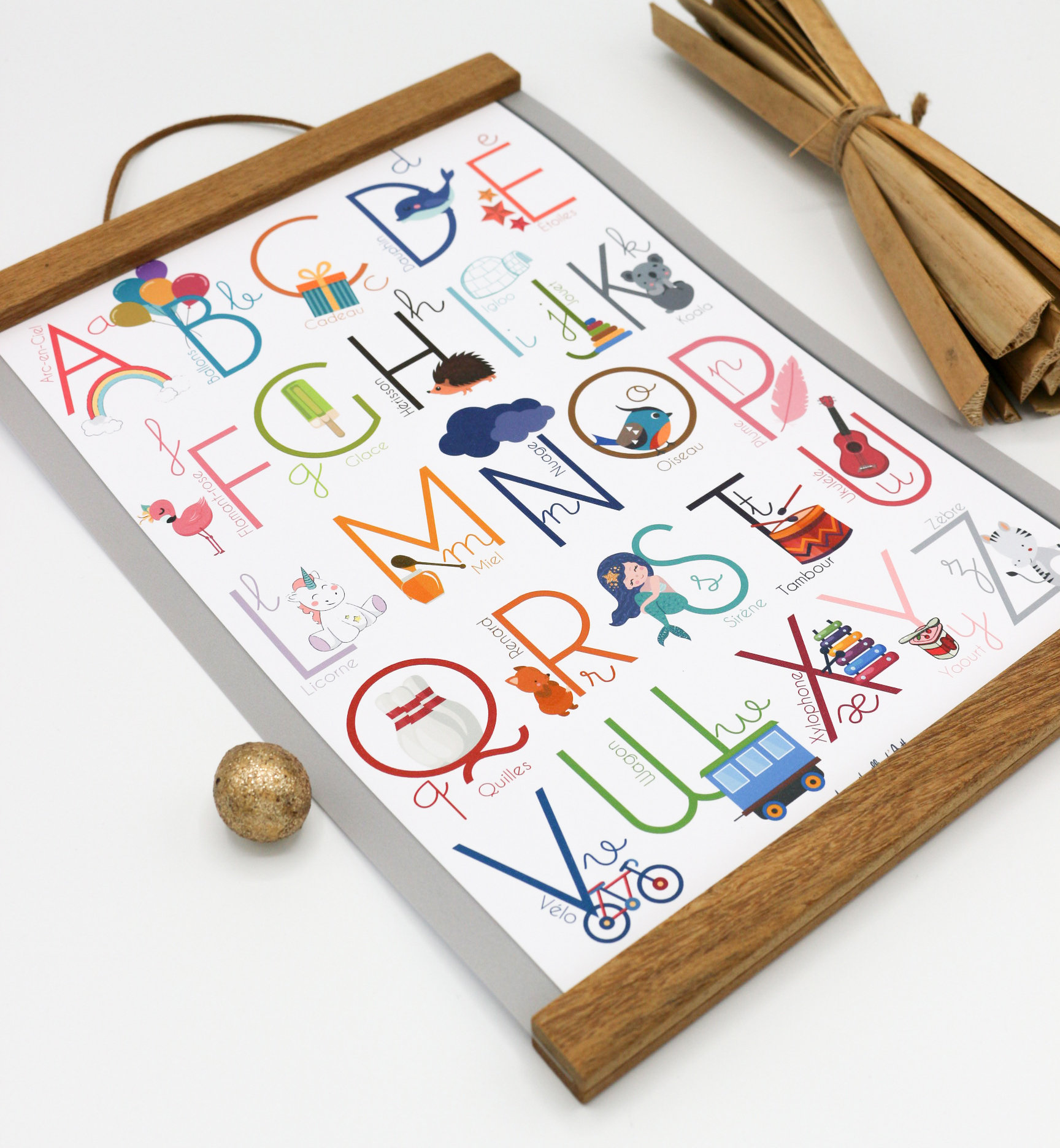 Abécédaire Enfant, Affiche Alphabet, Décorative Chambre d'enfant, Petite Fille