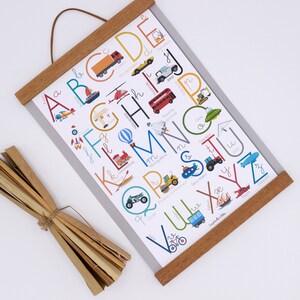 Children's alphabet, vehicle alphabet poster, decorative poster for children's rooms