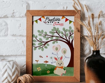 Rabbit fingerprint tree - Baptism fingerprint tree - Birthday fingerprint tree - Child fingerprint tree