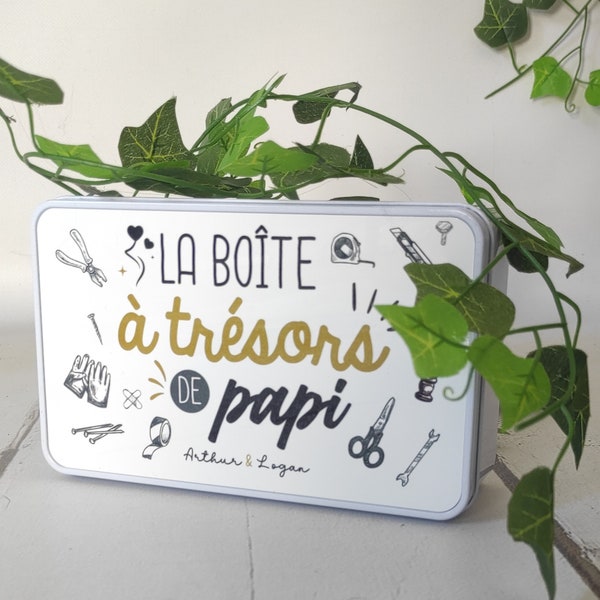 Boite en métal à personnaliser / Boîte à trésors pour PAPI / Bonne fête papi / Cadeau Grand-père