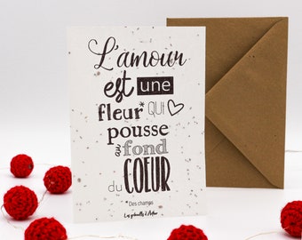 Tarjeta de semillas para plantar / Tarjeta doble / Tarjeta de siembra / Papel con semillas / Semillas de flores / Tarjeta de San Valentín / Amantes