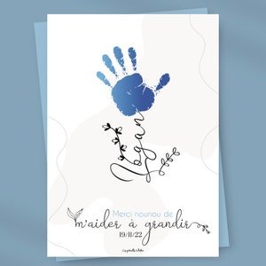 Carte empreintes / Carte cadeau / Merci nounou / Bonne fête nounou / Assistante maternelle
