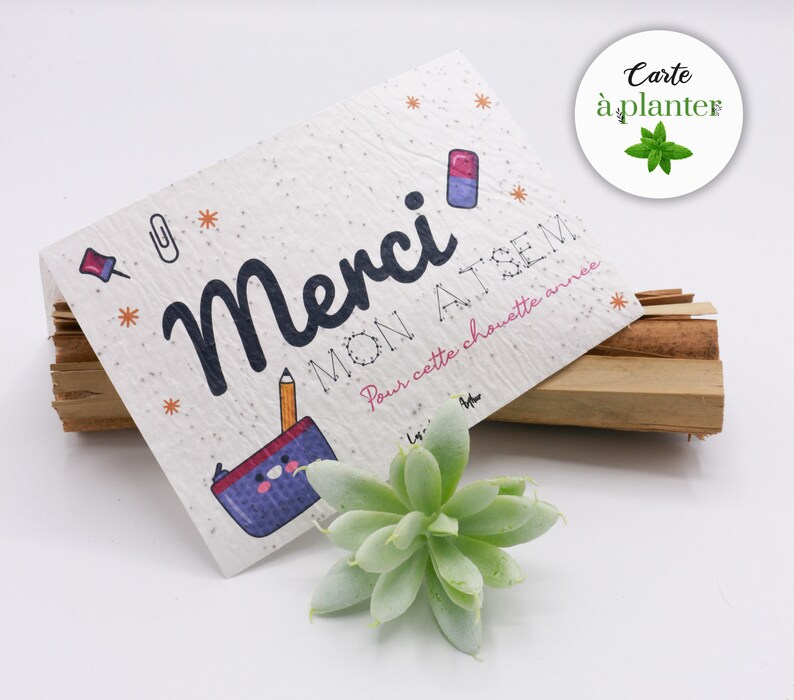 Seed card to plant / Double card / Sowing card / Seeded paper / Master gift / ATSEM gift / Master gift / Thank you ATSEM