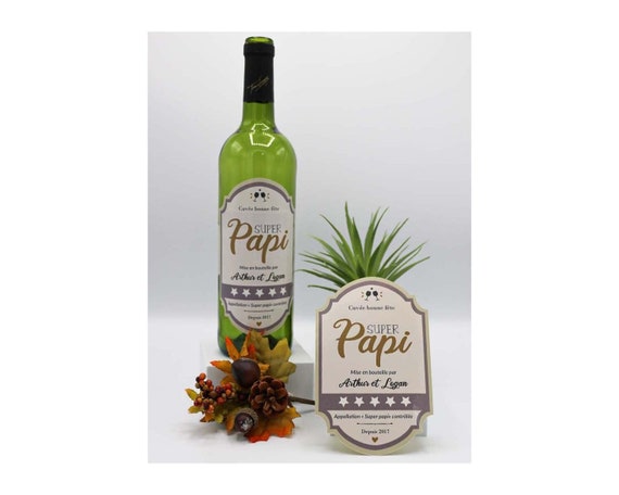 Étiquette de bouteille personnalisée, bouteille vin ou bière, bonne fête papi, cadeau papi, anniversaire papi