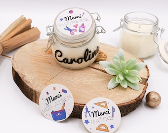 Bougie / Bougie personnalisée / Cadeau maîtresse / Cadeau maître / Cadeau ASTEM