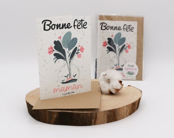 Seed card to plant / Double card / Sowing card / Seeded paper / Flower seeds / Happy Mother's Day / Mother's Day