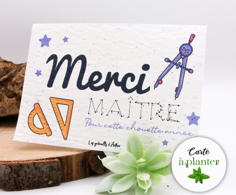 Seed card to plant / Double card / Sowing card / Seeded paper / Master gift / ATSEM gift / Master gift / Thank you Maître