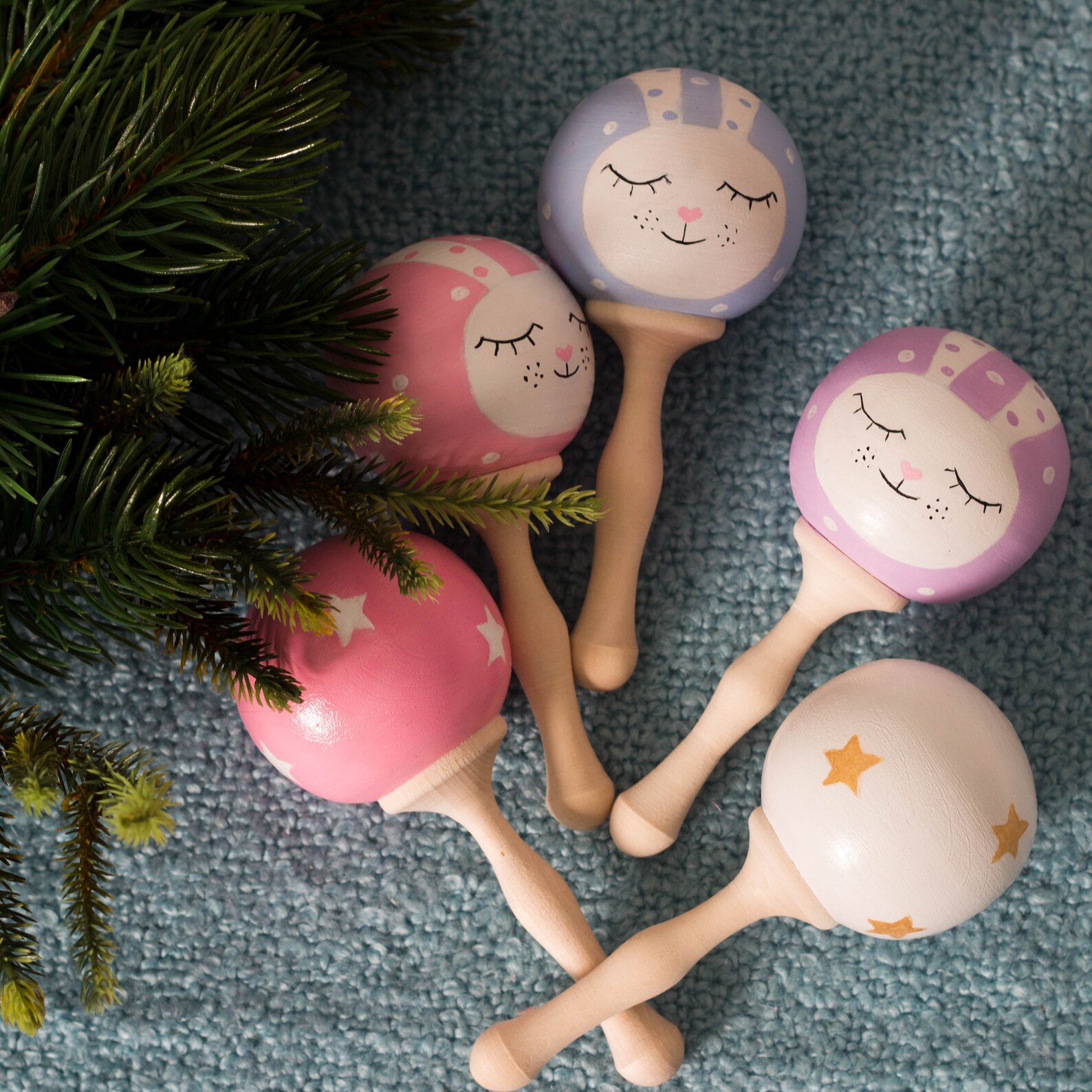 Rattle toy / Baby maracas / Bunny Rattle / wooden toys / baby Etsy