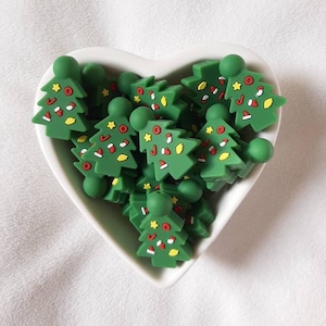 Silicone beads, Christmas silicone beads, craft beads, craft supplies, Christmas tree beads, festive beads, novelty beads