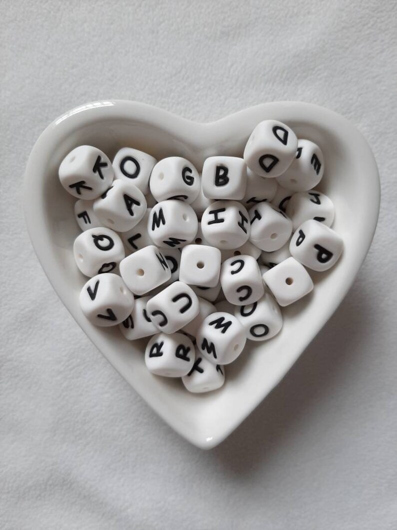 Silicone letter beads 12mm 5 pieces silicone alphabet beads | Etsy