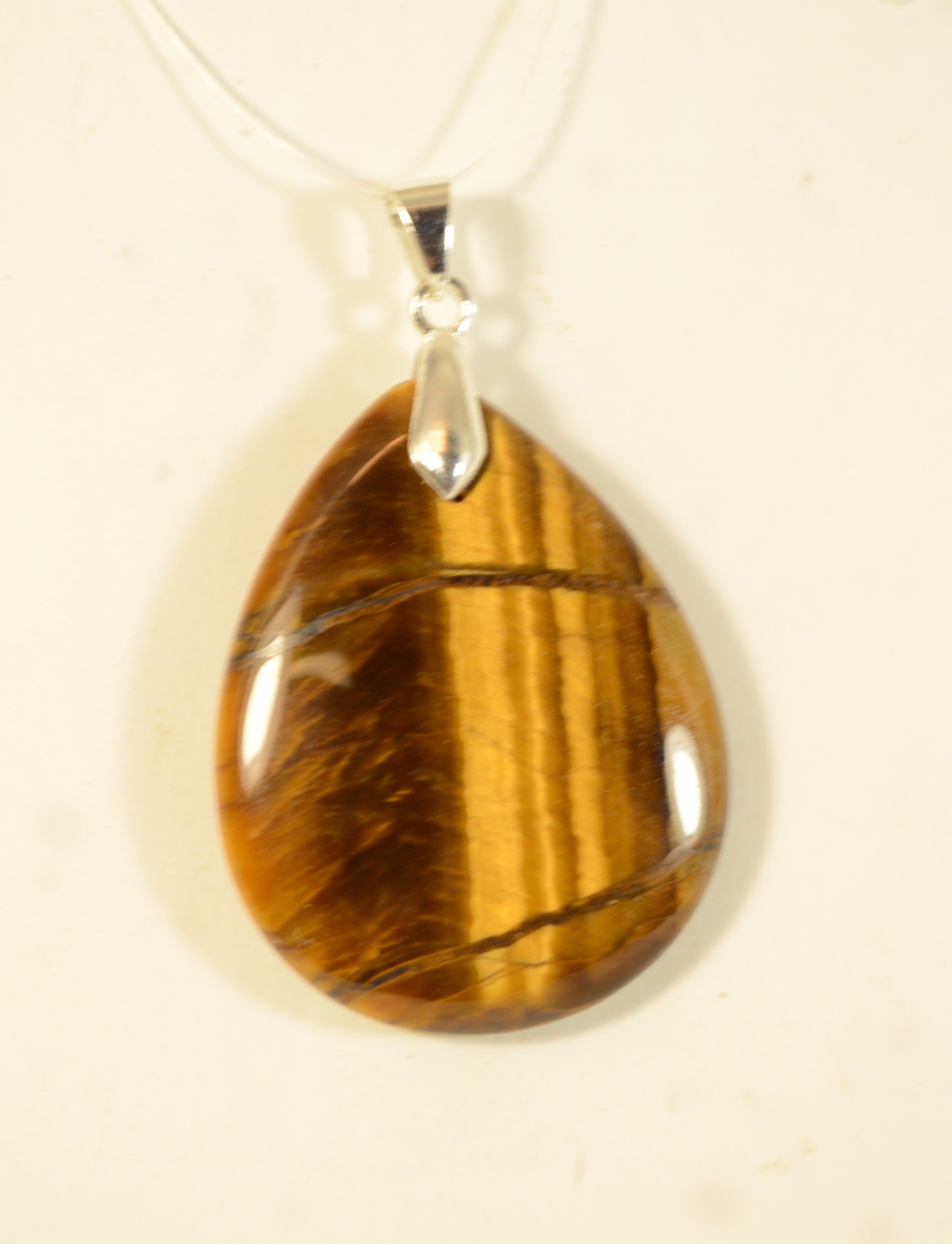 Pendentif en Oeil de Tigre 38x30mm Bijou Pierre Œil