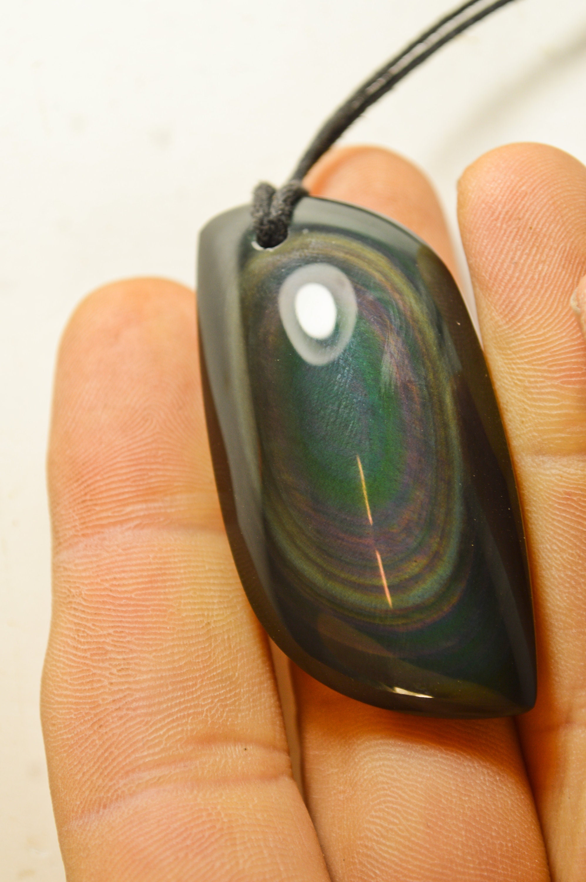 Pendentif en Obsidienne Oeil Celeste Du Mexique 55x22mm Œil