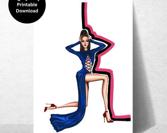 Fashion illustration print, Fashion art, girl art, girls room art, fashion print, vanity art, girly art, Fashion illustration, gift for her