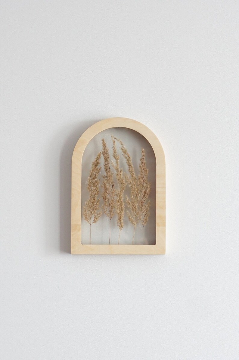 Framed Dried Grass Herbarium Art Arch Wall Decor
