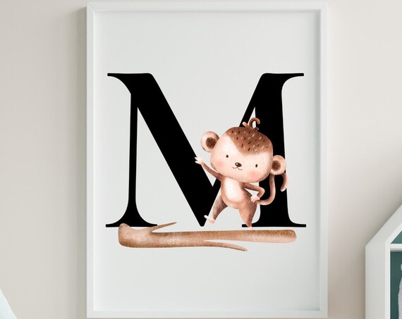 Monogram Letter M for Nursery Room Decor, A Digital Print That Will Look Adorable In A Kids Room Wall Decor!