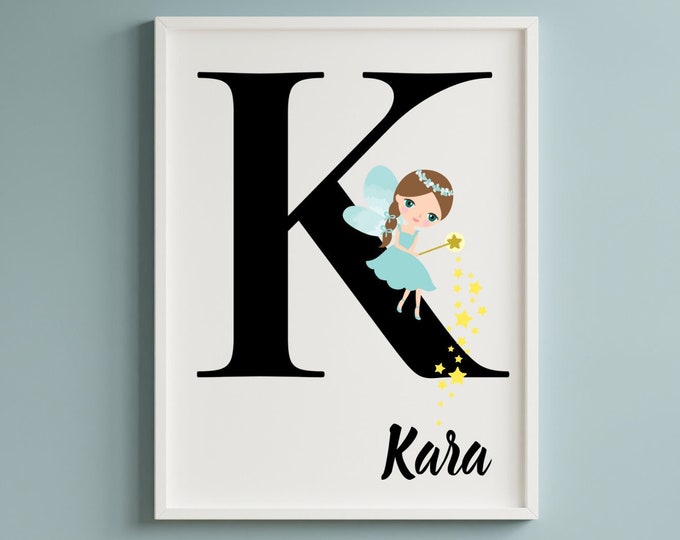 Kids Wall Art, Personalized Gifts, Printable Wall Art Monogram K, Nursery Wall Decor, Letter K Digital Print, K Custom Names
