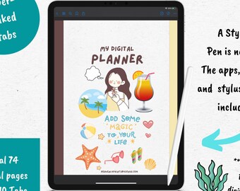 iPad Digital Planner, Goodnotes Planner, Undated Planner, Journaling, Affirmation Beach Theme Digital Download