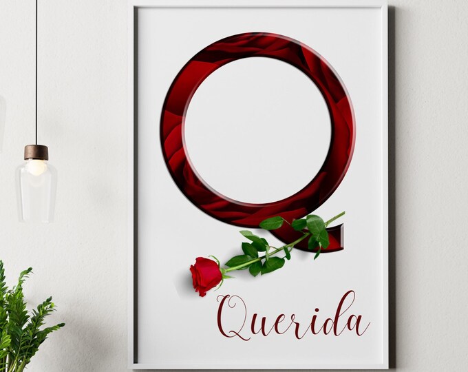 Personalized Gifts for Her, Printable Wall Art Monogram Letter Q, E-Print Letter Q Monogram
