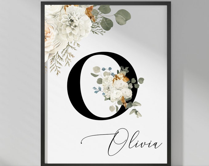 Personalized Gifts for Mom, Mothers Day Gifts, Printable Wall Decor Monogram, Floral Letter O Easter Gift, Alphabet O Digital Print,