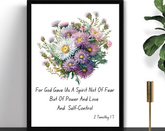 Christian Prints, Aster Floral Christian Wall Art Printables, Home Decor & Gifts, Bible Verse Wall Art, Gifts for Her