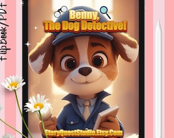 Flipbook Dog Detective Story: digitale download voor kinderen (A4 pdf)