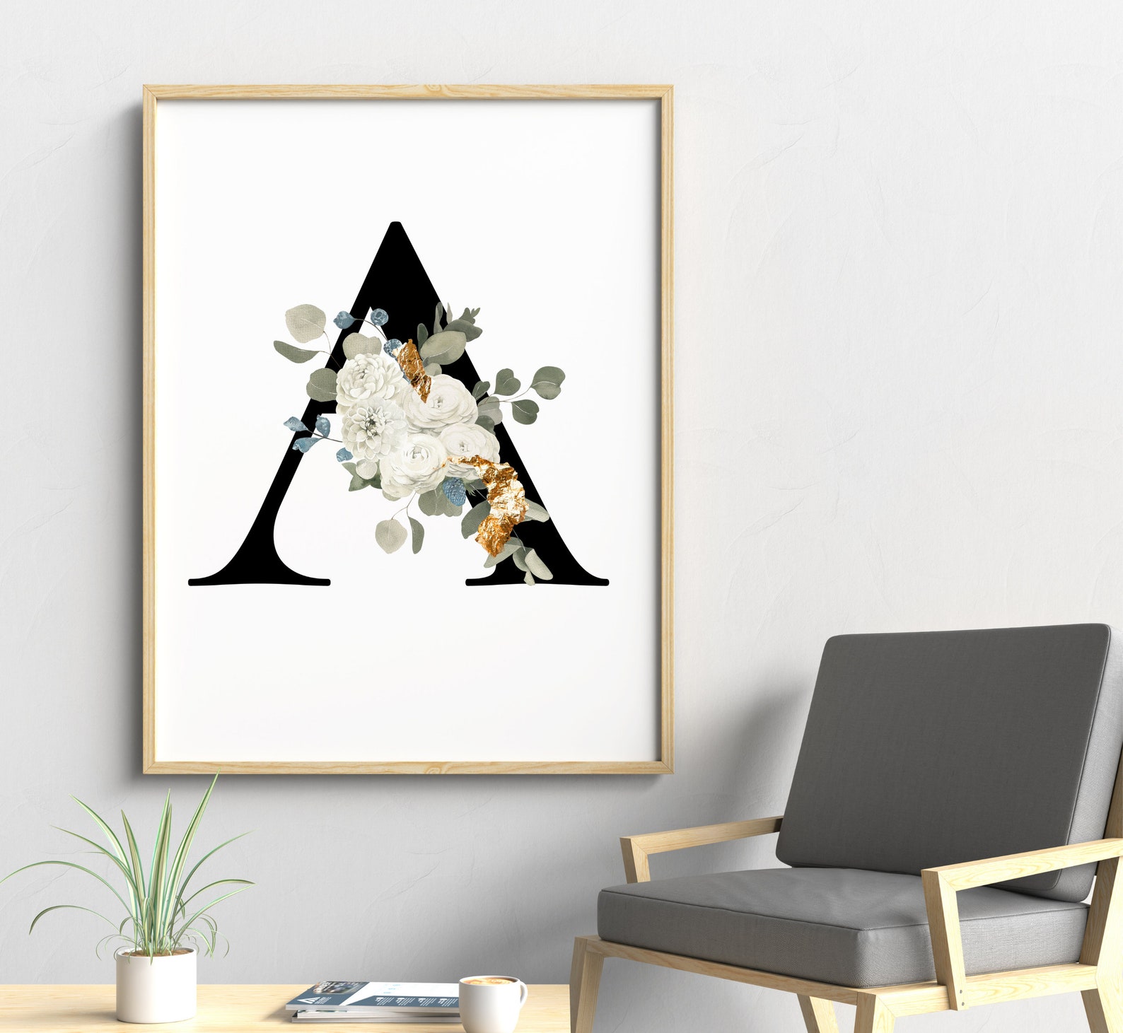 Letter A wall art Wall art Letter A wall decor Printable Etsy