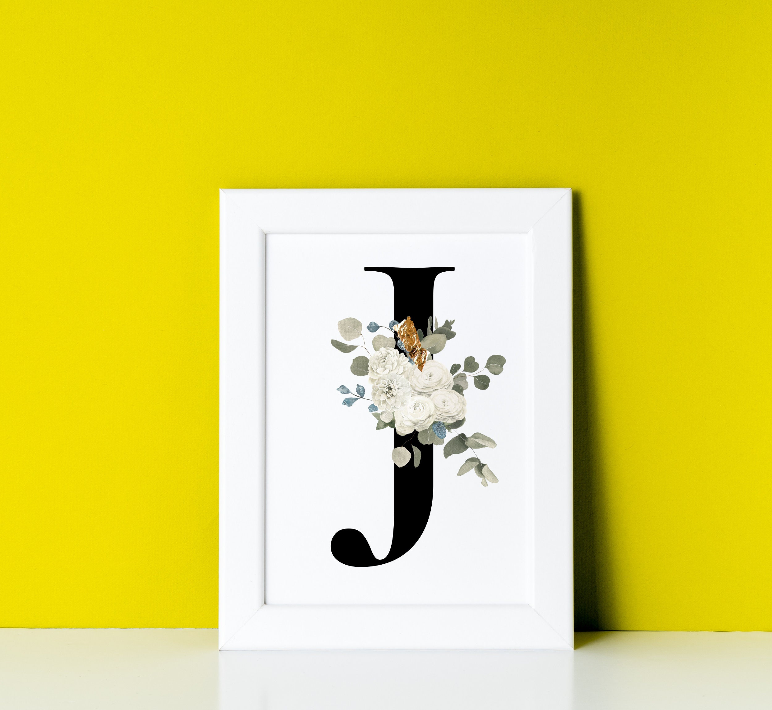 Letter J Wall Art Wall Art Flower Letter Print Letter J Etsy