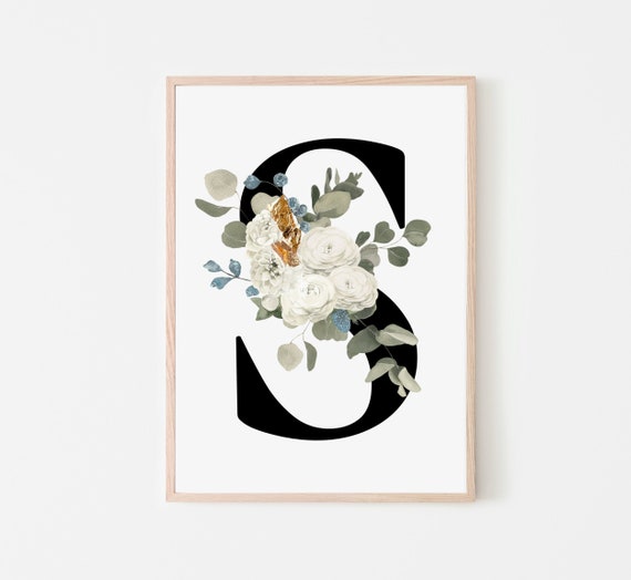 letter s digital art printable wall decor monogram s etsy