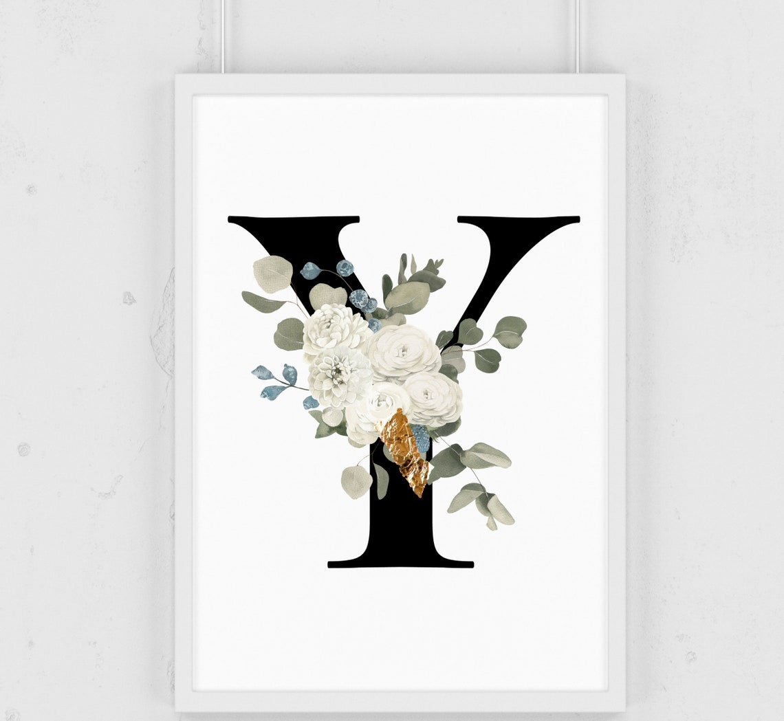 Letter Y Wall Art Initial Y Print Instant Download Letter Y Etsy