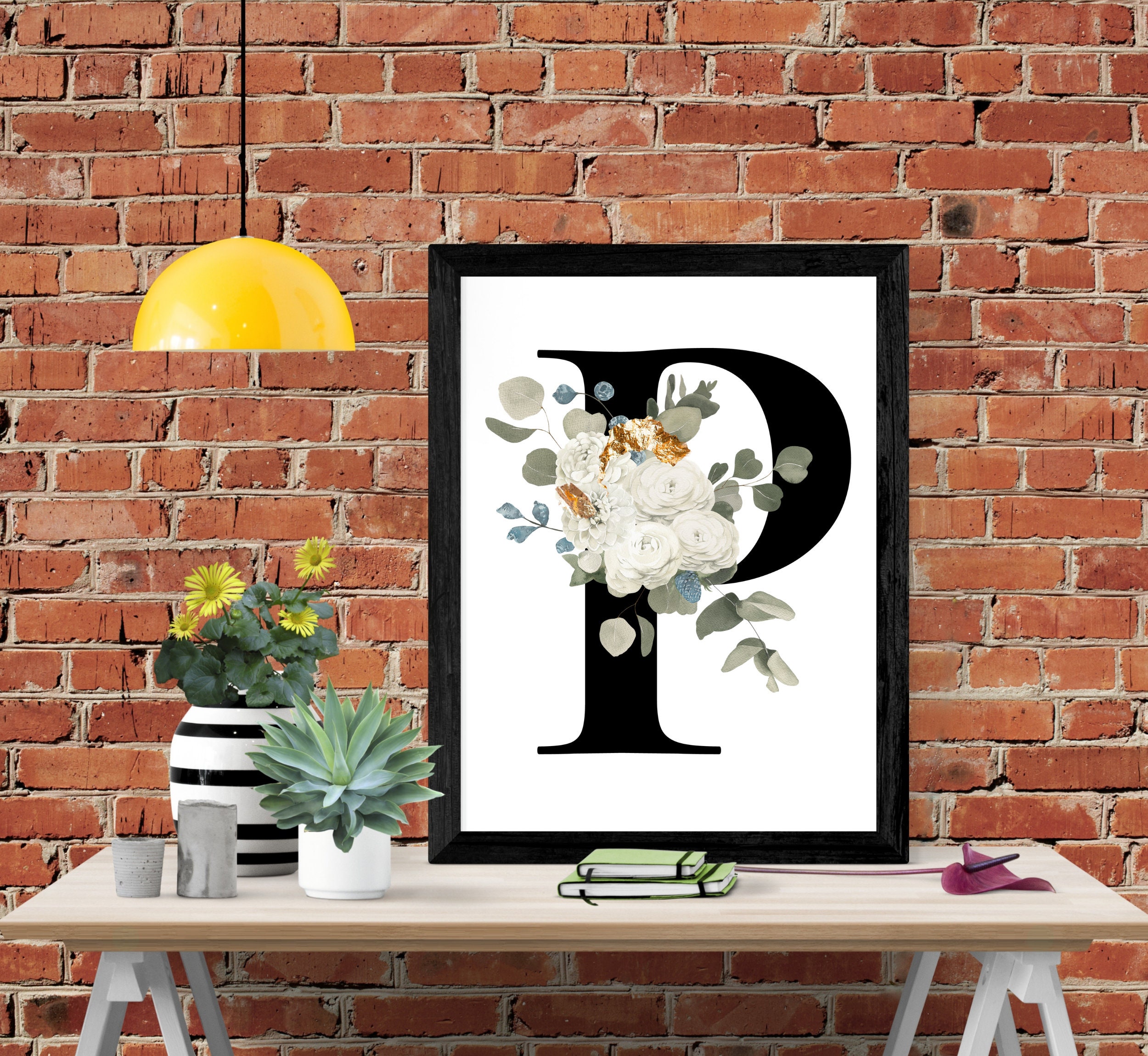 Letter P Wall Art Initial P Print Instant Download Letter P Etsy