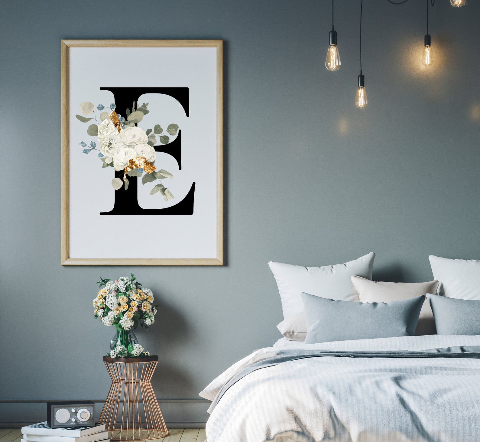 Letter E Wall Art Initial E Print Instant Download Letter E Etsy