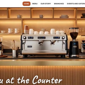 Modello di sito web per bar/caffetteria, bilingue inglese-arabo, dashboard senza codice, sito per ristorante/caffetteria, HTML modificabile, download immediato.
