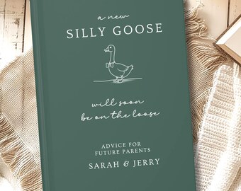 Baby Shower Silly Goose Guest Book, Personalized Journal, New Parent Gift, Goose On The Loose Keepsake, Gender Reveal, Guest Sign In, Photo