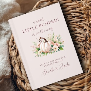 Little Pumpkin Baby Shower Guest Book, Personalized &#39;Pumpkin On The Way&#39; Theme, Custom Name Gift Journal, Thanksgiving Or Fall Gender Reveal