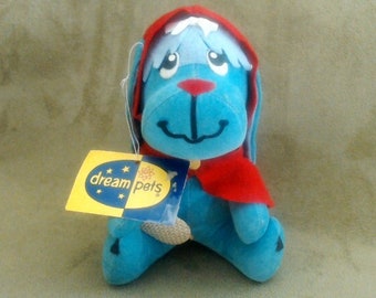 Vintage Dream Pet "Rufina" | Cute Blue Plush Doggie in a Red Cape | HTF Female "Rufus" Variant #755 | 1960s R. Dakin & Co | Made in Japan