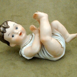 Vintage Piano Baby | Cute Bisque Porcelain Baby Figurine | Mid-Century Victorian Style Piano or Dresser Baby | 1960s Arnart | Made in Japan
