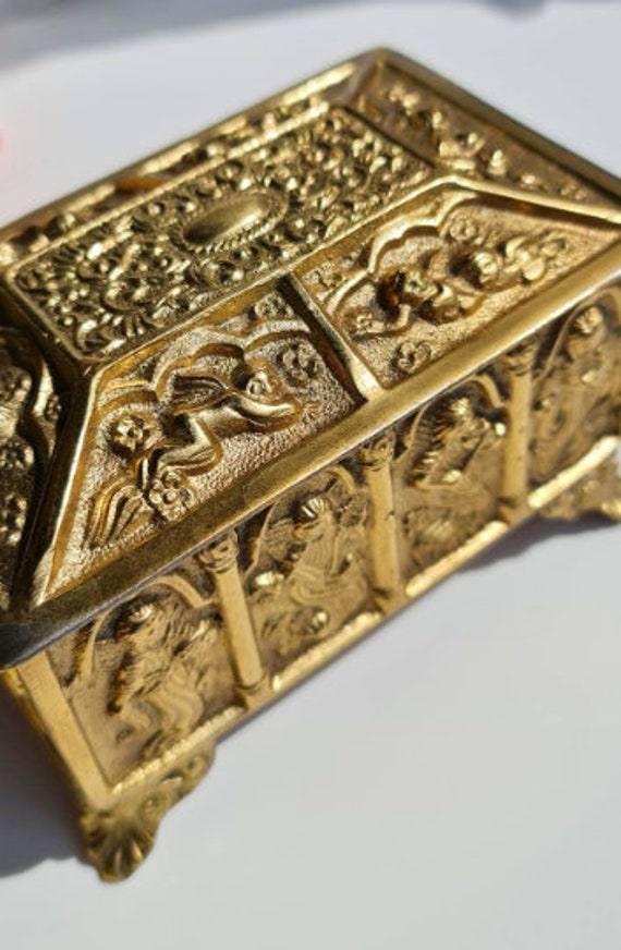 Treasure Chest Box, Brass Cherub Ornaments, Decor… - image 2
