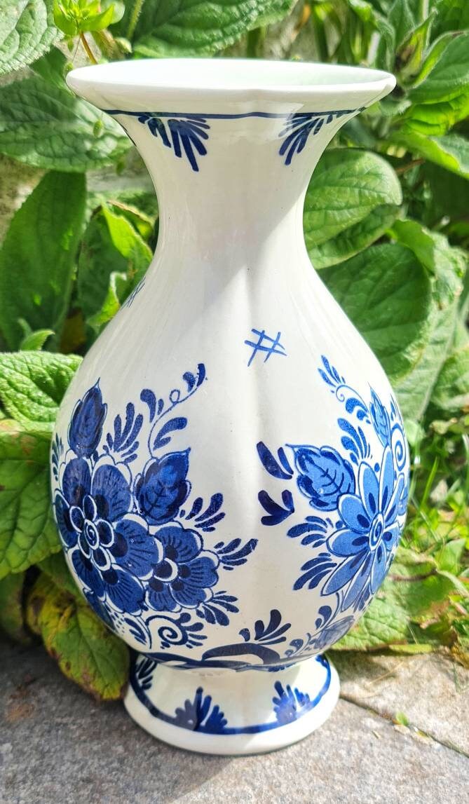 Delfts / Delft Holland Pottery Vase Hand Painted Blue and Etsy