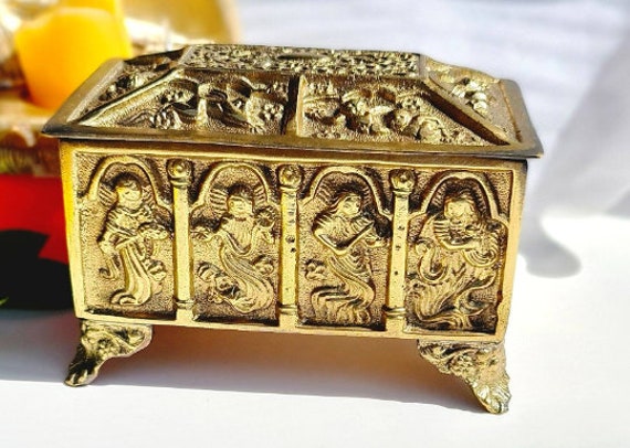 Treasure Chest Box, Brass Cherub Ornaments, Decor… - image 4