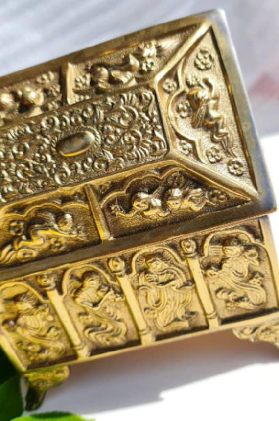 Treasure Chest Box, Brass Cherub Ornaments, Decor… - image 5