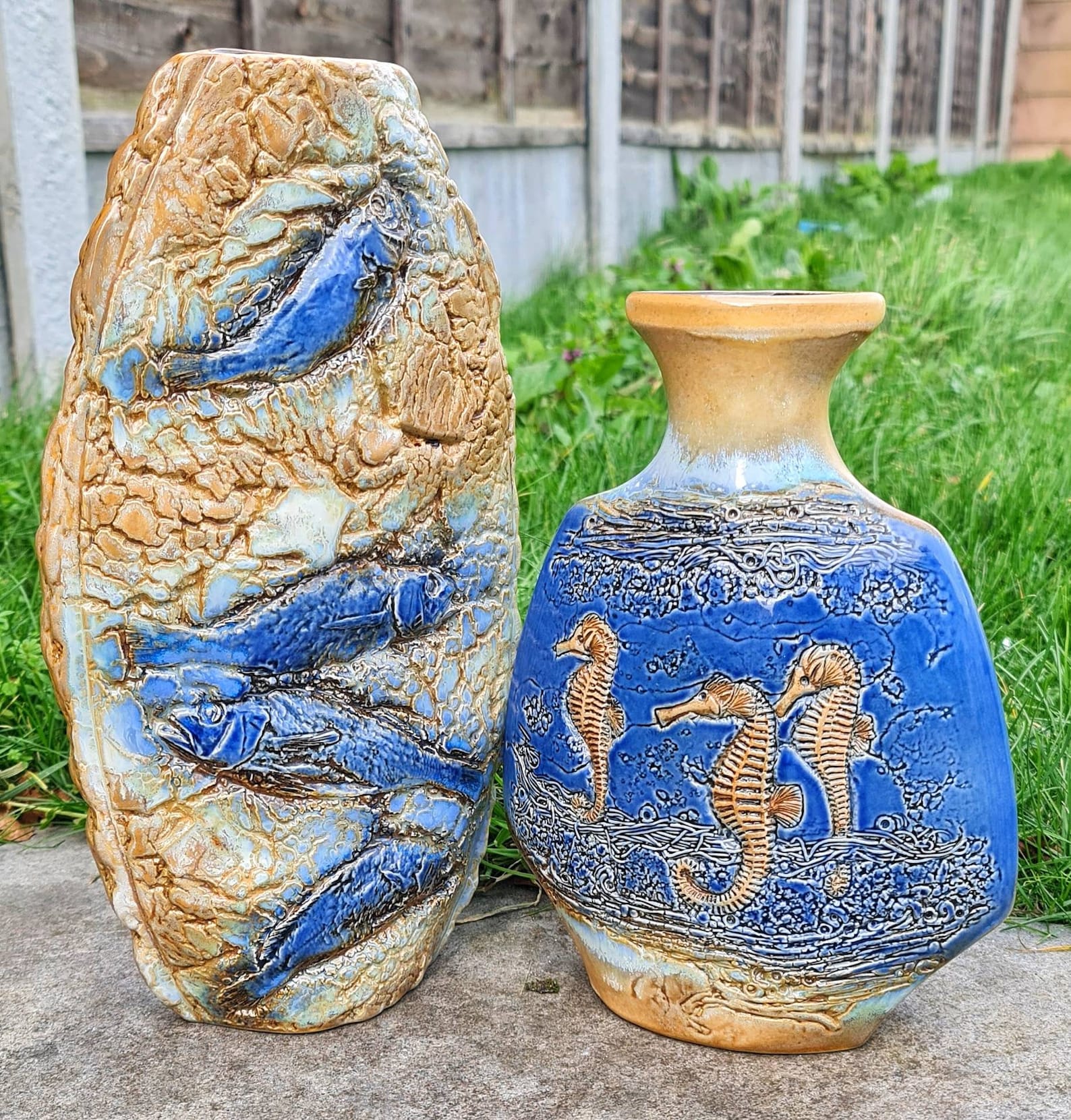 Pair of Blue Beach Ceramics Vase Nautical DecorSea theme Etsy