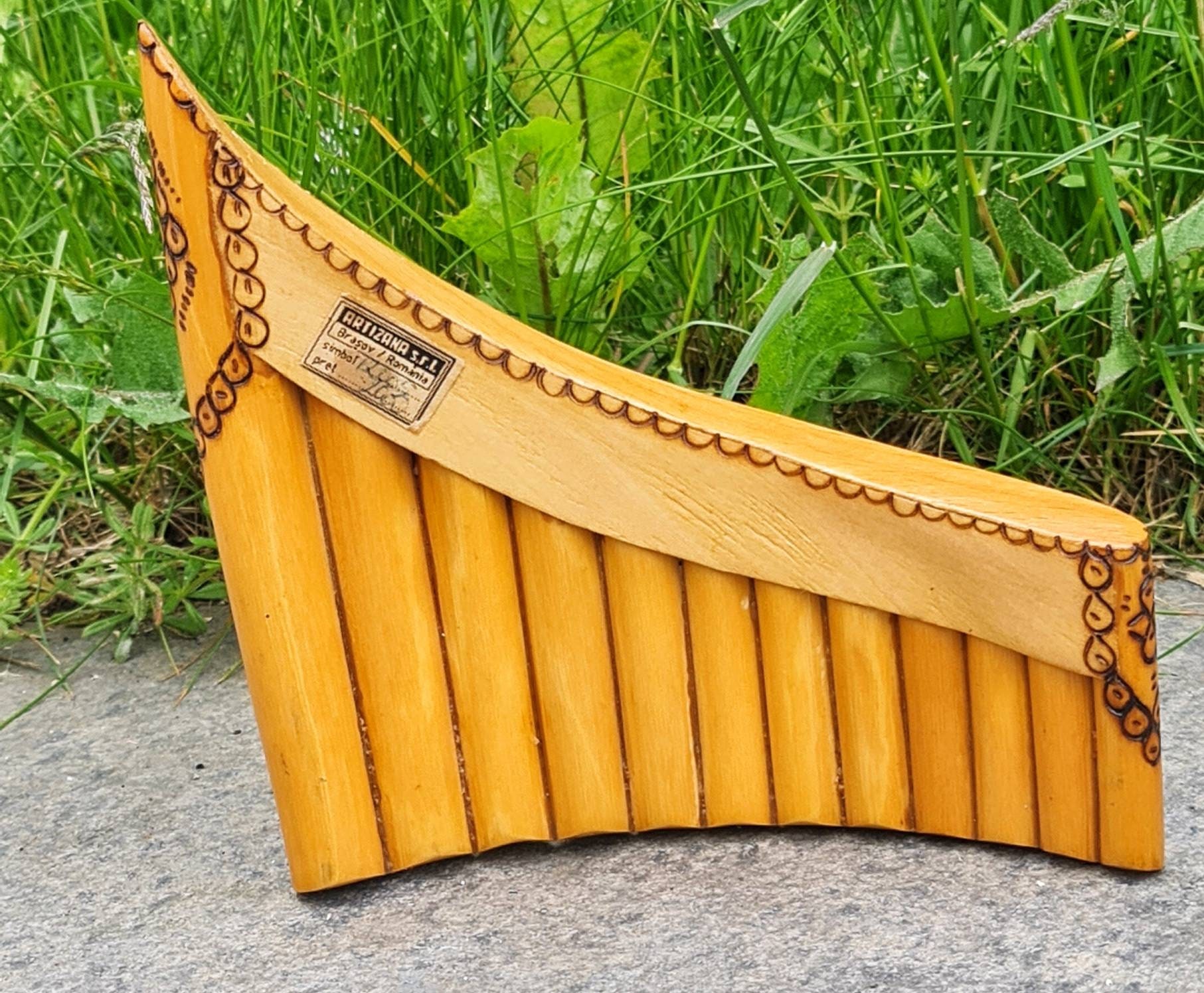 Vintage Pan flute bamboo flute with decorated top Made in Etsy