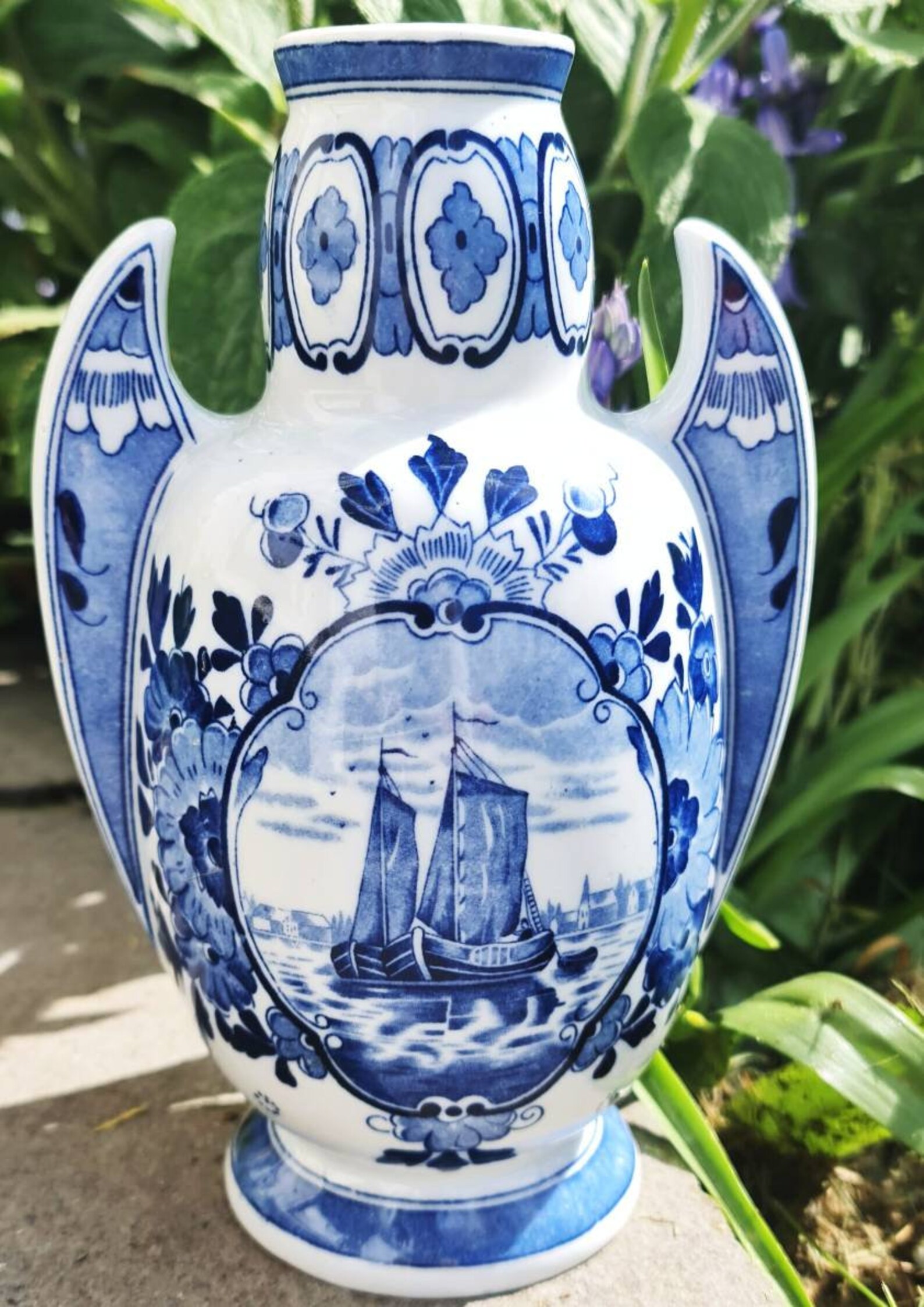 Delfts / Delft Holland Large Pottery Vase Hand Painted Blue Etsy