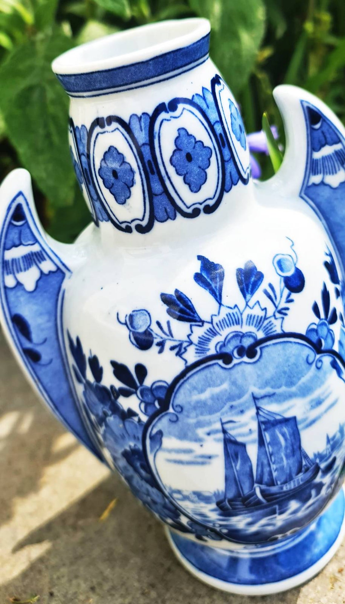 Delfts / Delft Holland Large Pottery Vase Hand Painted Blue Etsy