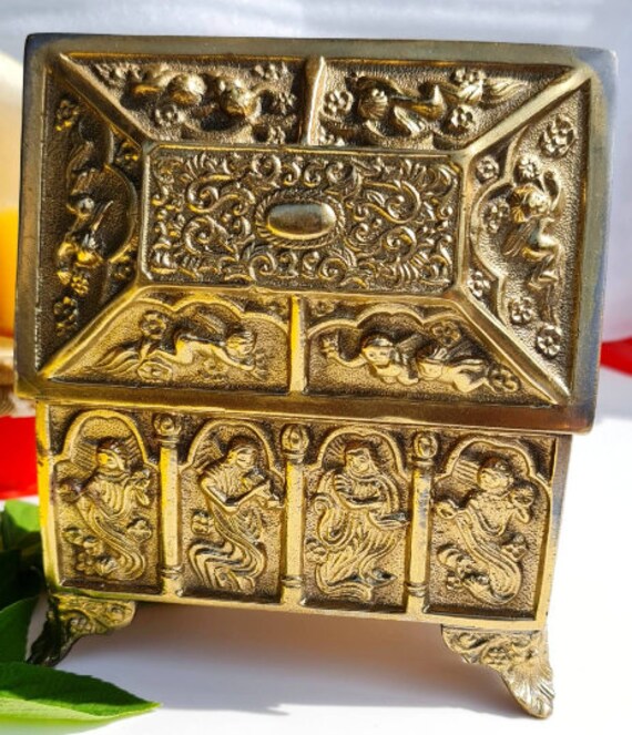 Treasure Chest Box, Brass Cherub Ornaments, Decor… - image 8