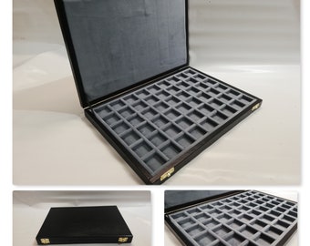 Wooden case box for coins, medals, minerals, fossils, gems, malacology Italian velvet coin cabinets Furio Troiano