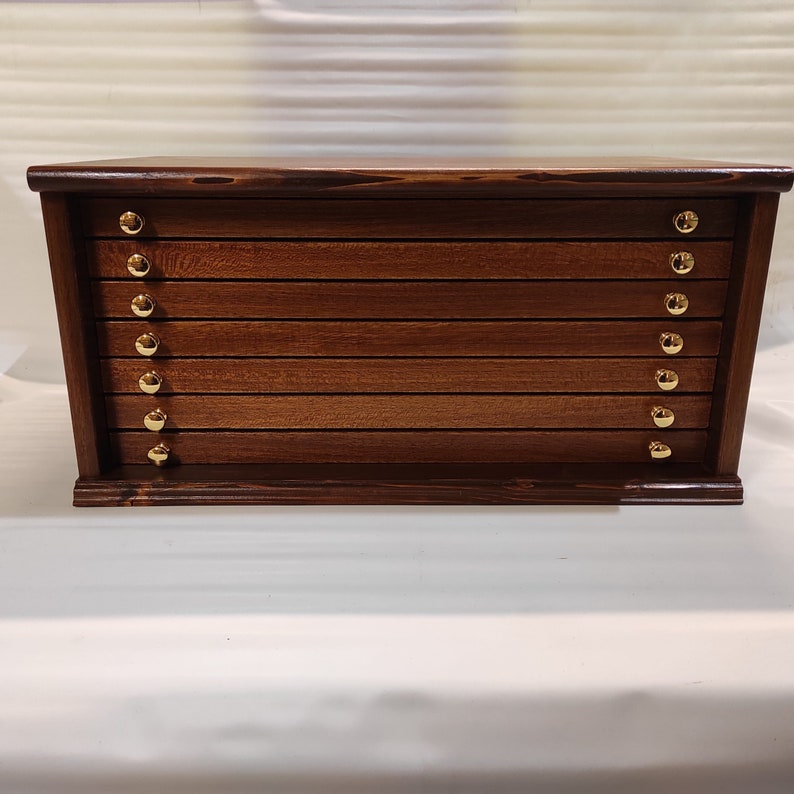 Wooden display cabinet for 133 collectible fountain pens, handmade in Italy - alternate view