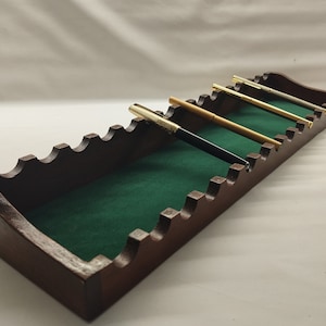 Porte-stylos présentoir de bureau - Bois couleur NOYER, 48 cm pour 15 stylos