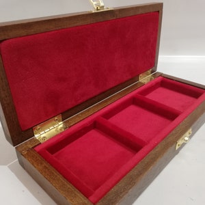 Cofanetto astuccio in legno per monete o medaglie 3 caselle 50x50 mm  in velluto Italiano handmade by Coins&More numismatica