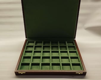 Coin Display Case 40mm Wood Velvet Lined – Italian Handmade Artisan Box